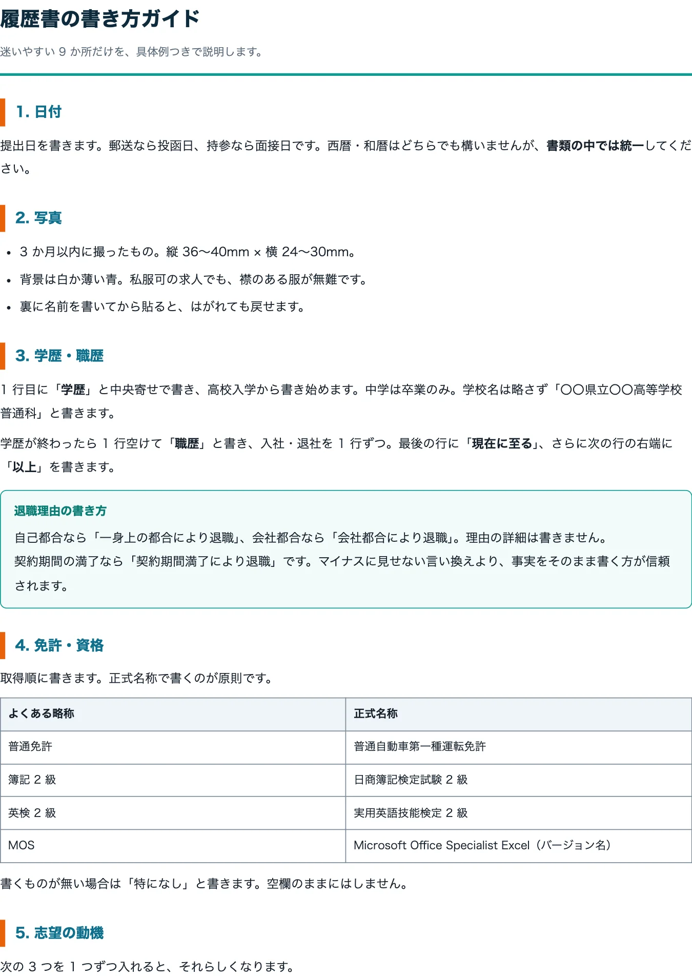 履歴書の書き方ガイド