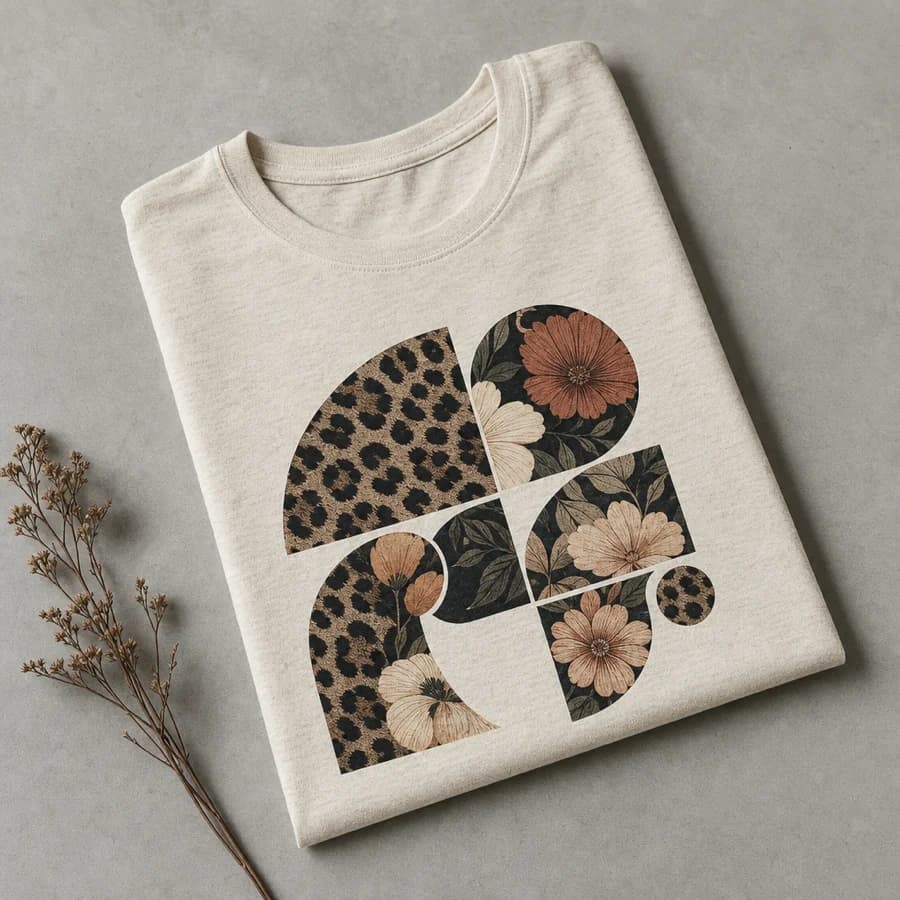 柄入りのグラフィックをプリントしたTシャツのモックアップ